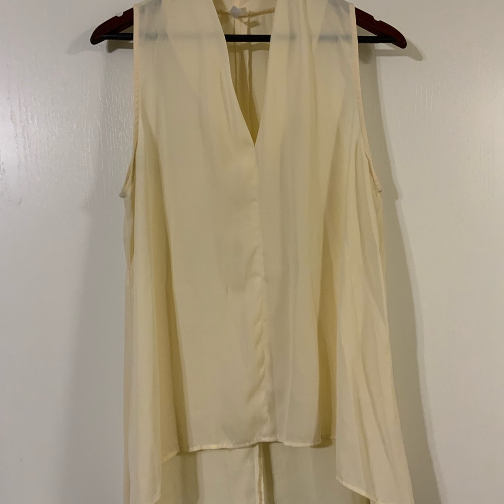 Cream Sleeveless V-Neck Blouse